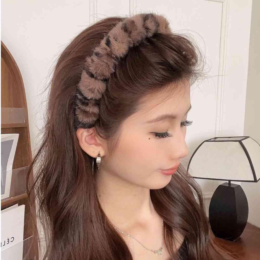 ヘアアクセサリー カチューシャ ふわもこ豹柄