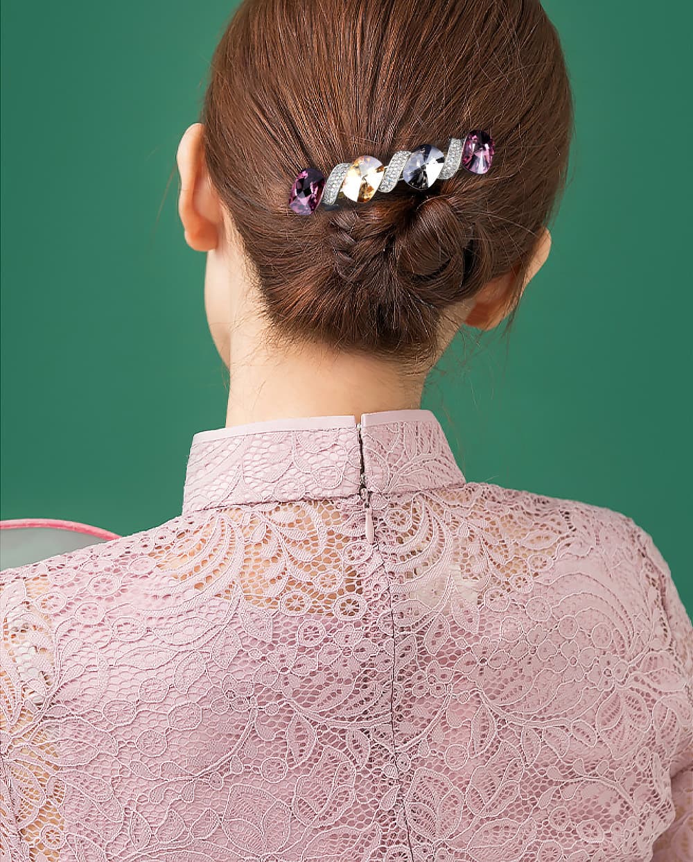 ヘアアクセサリー 煌めき宝石風リボンウェーブバレッタ
