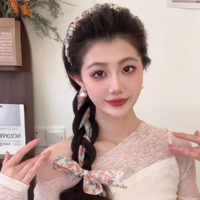 ヘアアクセサリー 編み込みリボンカチューシャ