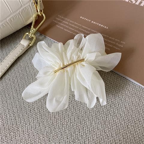 ヘアアクセサリー シフォン花びら華やかバレッタ