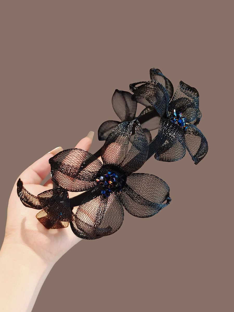 ヘアアクセサリー カチューシャ 花織りメッシュ華やかカチューシャ