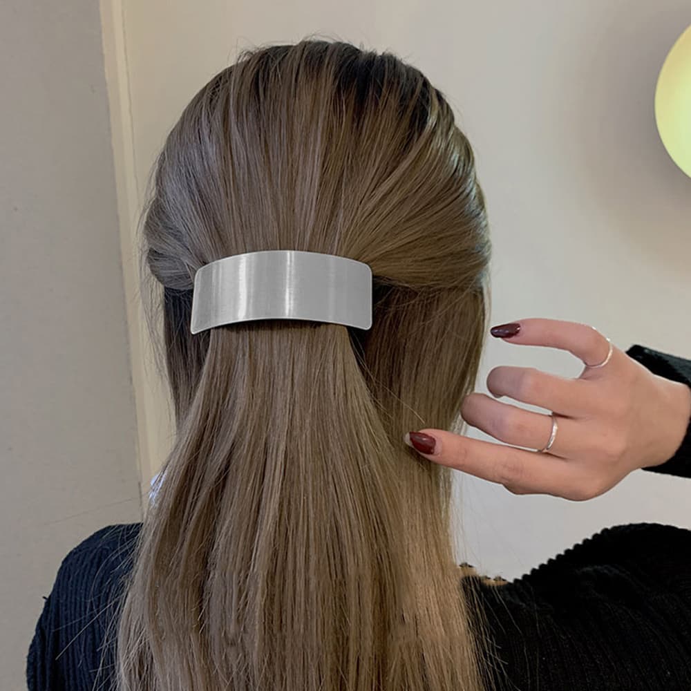  大きめメタルバレッタ シュシュ風ヘアクリップ上品髪留め