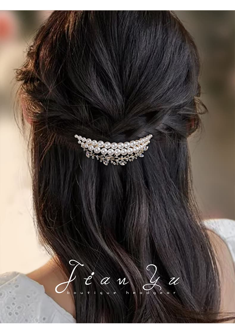 ヘアアクセサリー 月の涙 パール三日月バレッタ