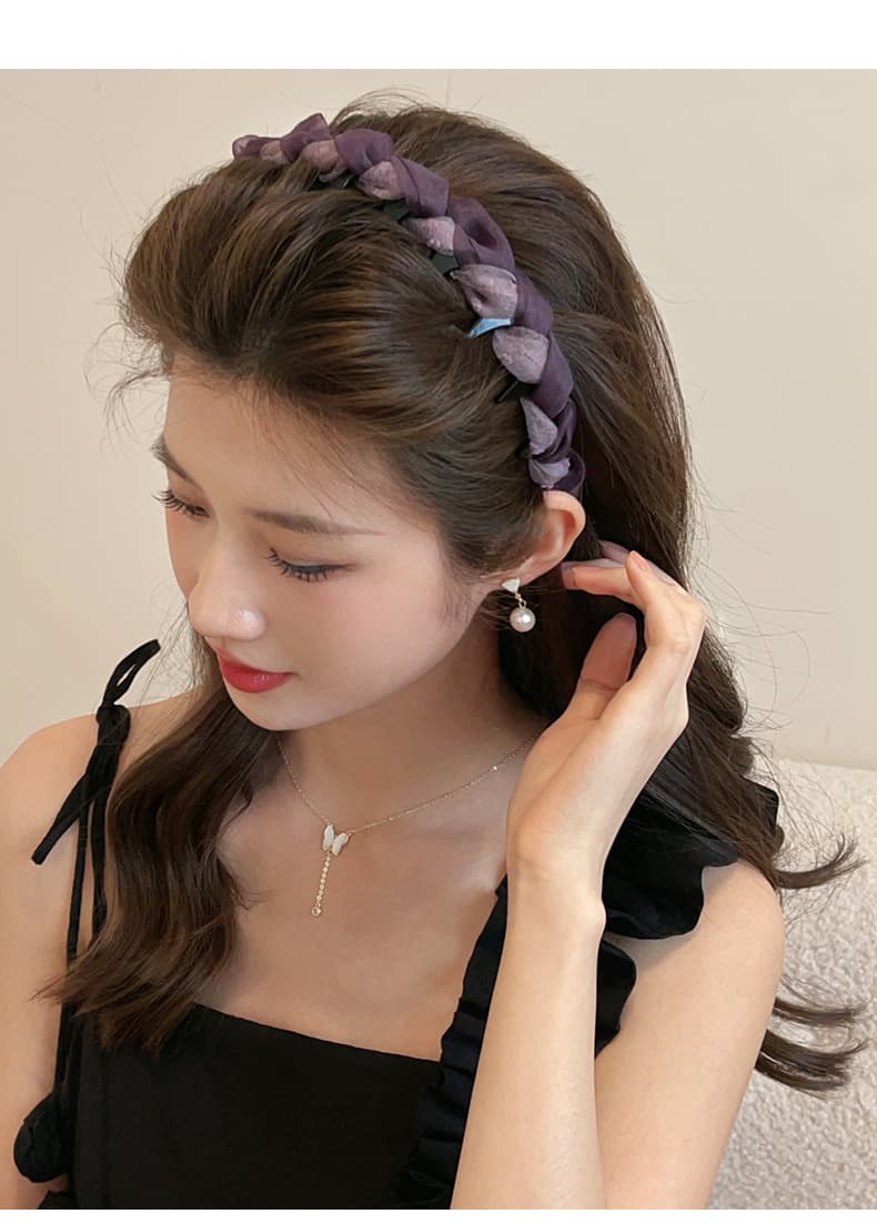 ヘアアクセサリー 編み込み風リボンカチューシャ