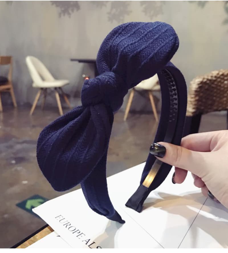 ヘアアクセサリー リボン結びニットカチューシャ