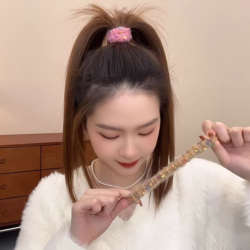ヘアアクセサリー シュシュ ふわもこ毛糸の彩りシュシュ