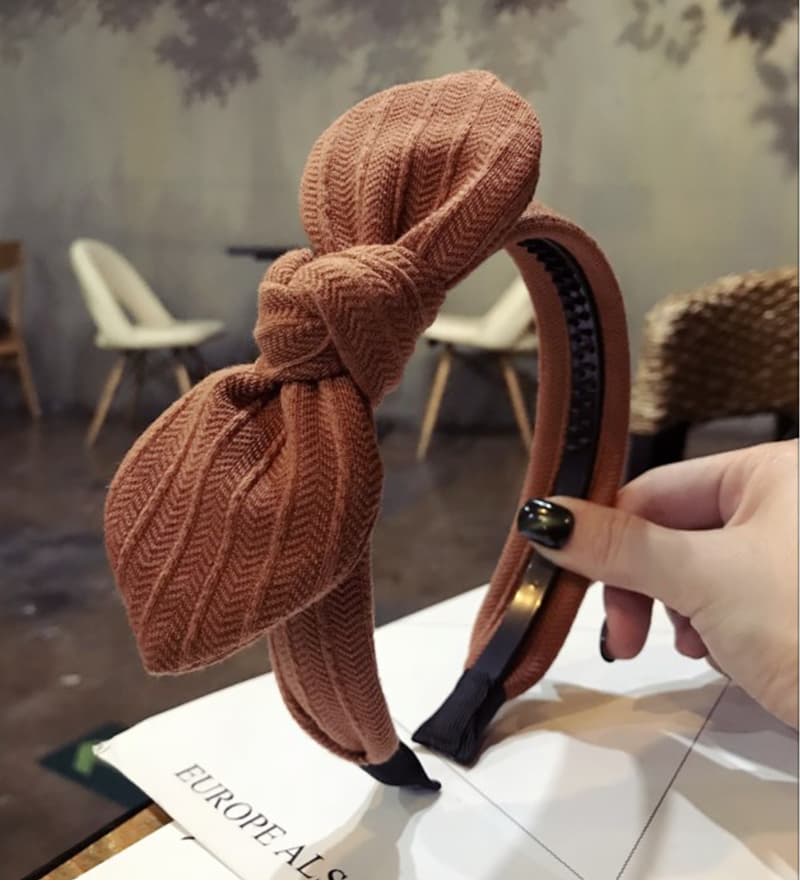 ヘアアクセサリー リボン結びニットカチューシャ
