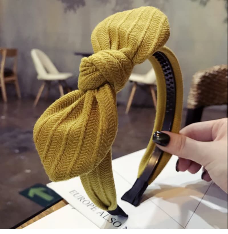 ヘアアクセサリー リボン結びニットカチューシャ