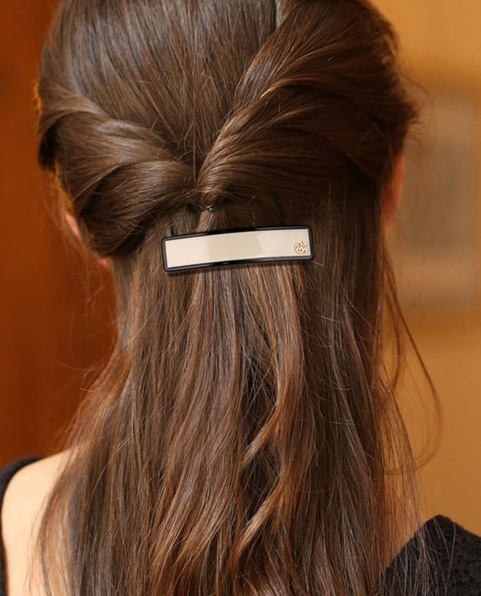 ヘアアクセサリー バレッタ 上品シンプル長方形バレッタ