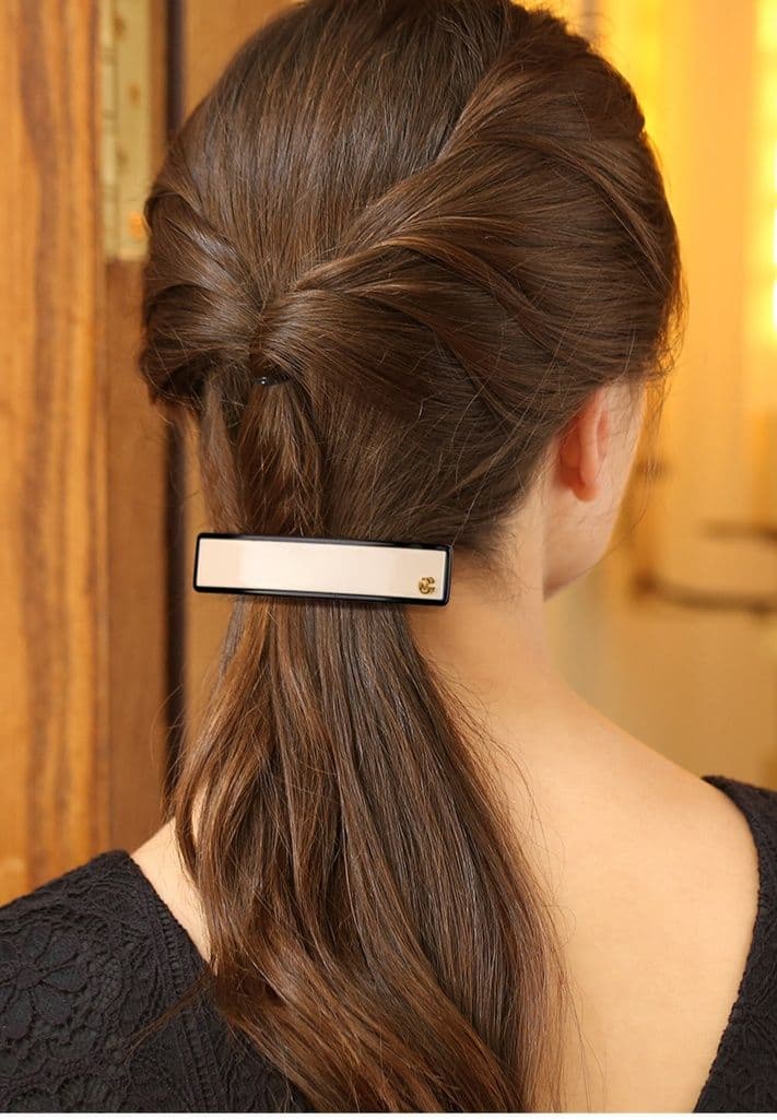 ヘアアクセサリー バレッタ 上品シンプル長方形バレッタ