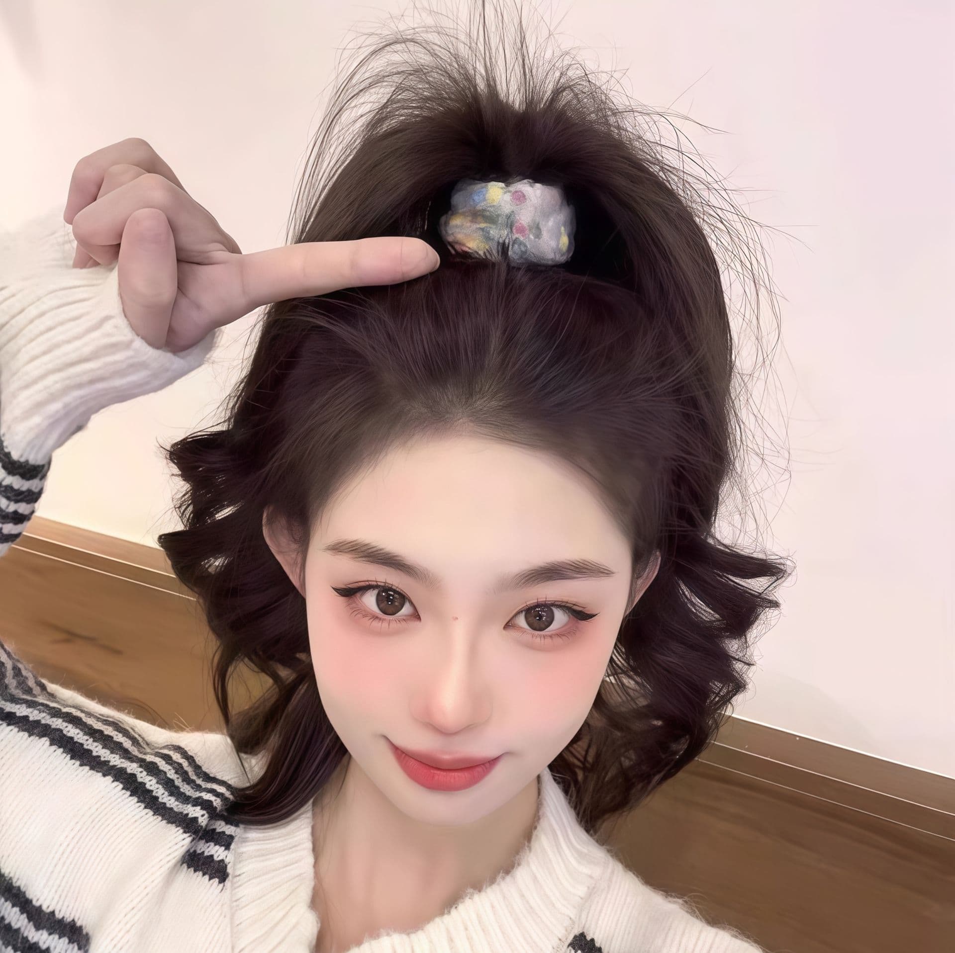 ヘアアクセサリー シュシュ ふわもこ毛糸の彩りシュシュ