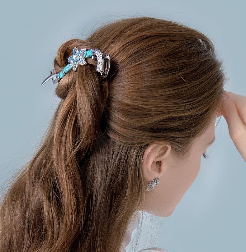 ヘアアクセサリー バレッタ 花かがやき 星模様バレッタ