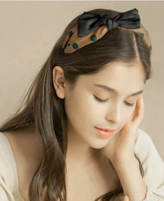 ヘアアクセサリー カチューシャ 水玉リボン結びカチューシャ