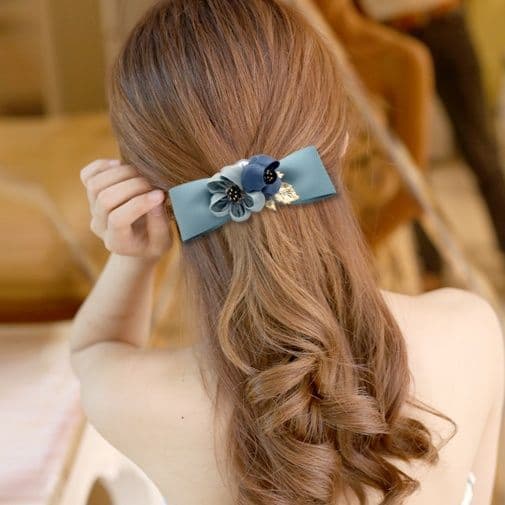 ヘアアクセサリー バレッタ 花園の調べ リボンバレッタ