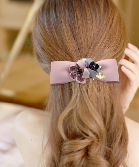 ヘアアクセサリー バレッタ 花園の調べ リボンバレッタ
