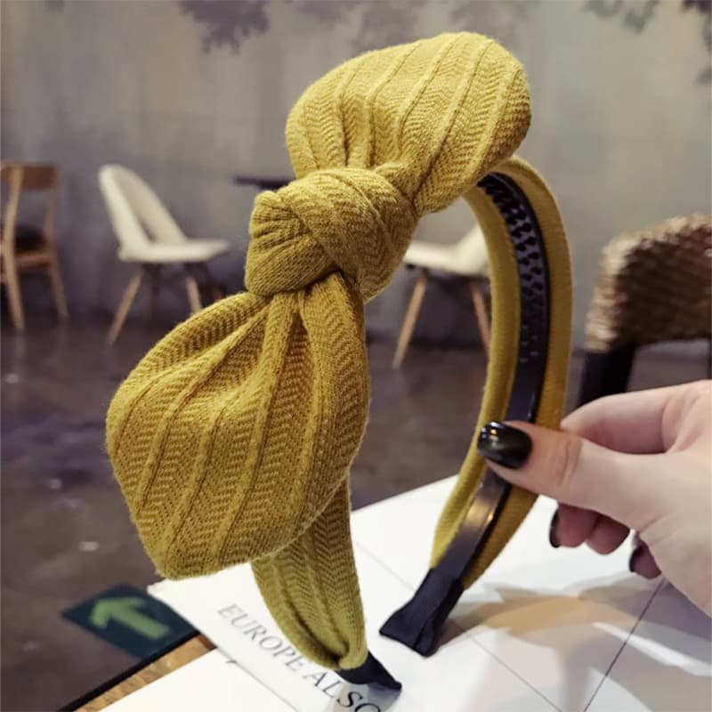 ヘアアクセサリー リボン結びニットカチューシャ