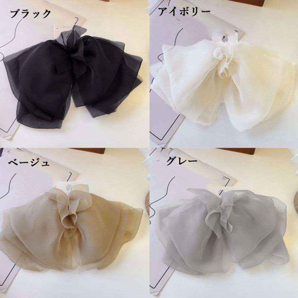 大きめリボン バレッタ 上品な髪飾り