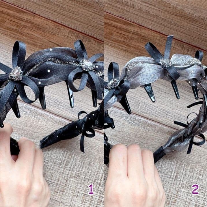 ヘアアクセサリー 女性用リボン装飾カチューシャ 髪飾り 上品な2色展開