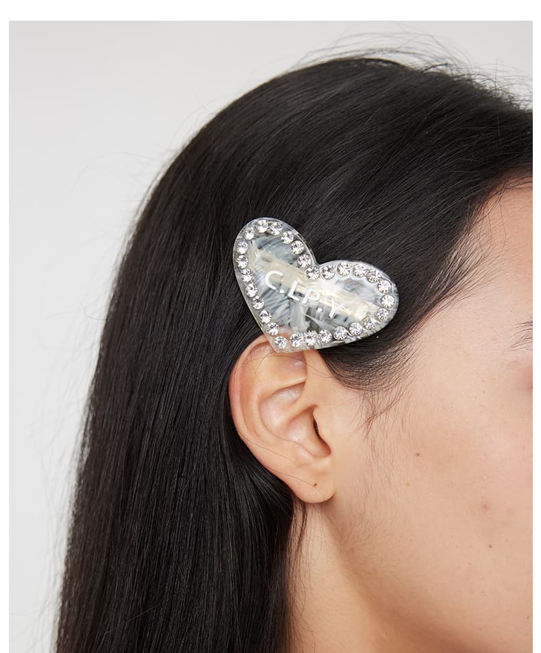 ヘアアクセサリー バレッタ きらめくハート形バレッタ