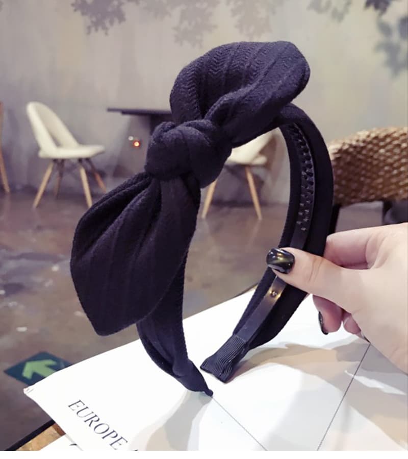 ヘアアクセサリー リボン結びニットカチューシャ