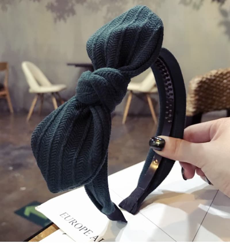 ヘアアクセサリー リボン結びニットカチューシャ
