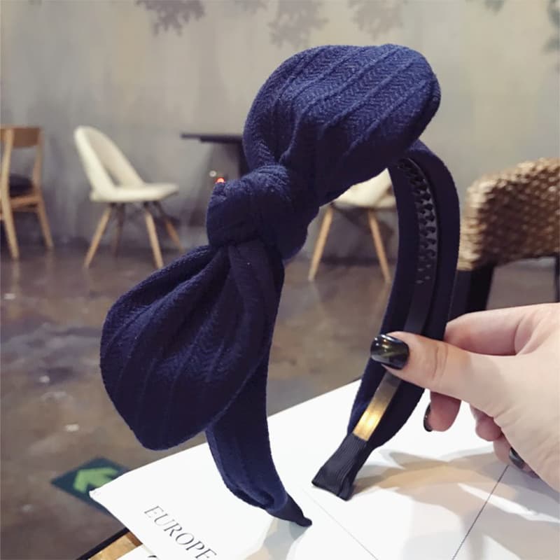 ヘアアクセサリー リボン結びニットカチューシャ