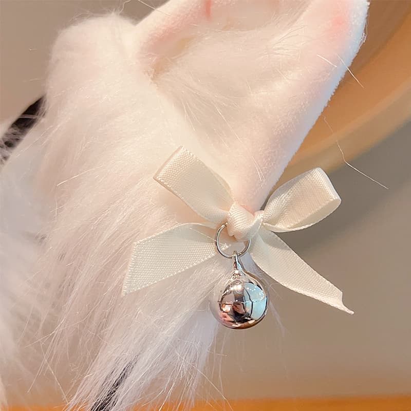 ヘアアクセサリー ふわもこ猫耳リボンカチューシャ