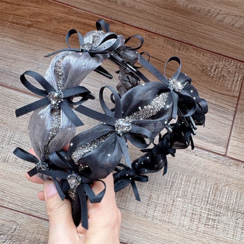 ヘアアクセサリー 女性用リボン装飾カチューシャ 髪飾り 上品な2色展開