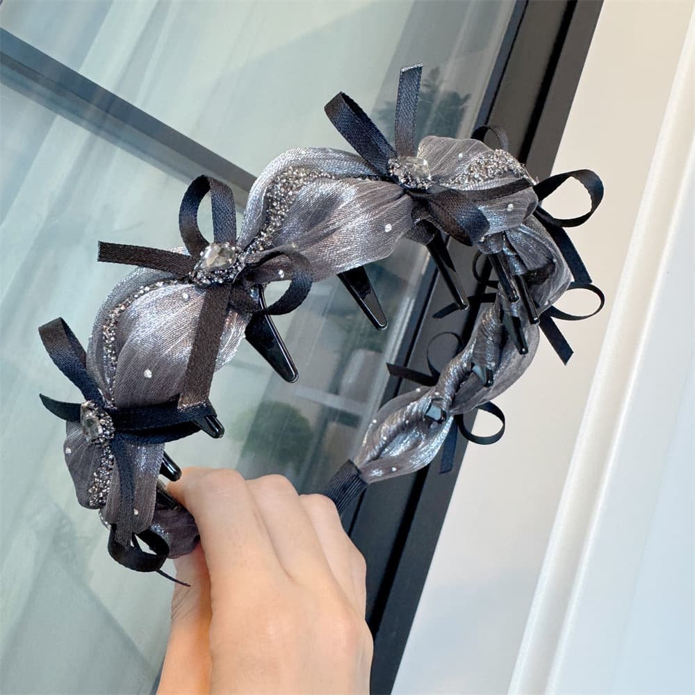 ヘアアクセサリー 女性用リボン装飾カチューシャ 髪飾り 上品な2色展開