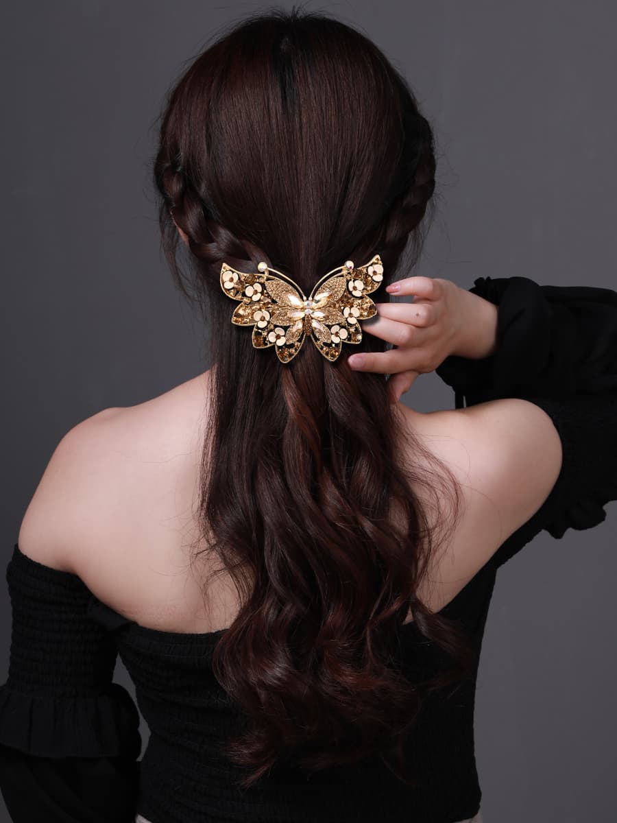 ヘアアクセサリー バレッタ 蝶々の輝き 華やかバレッタ