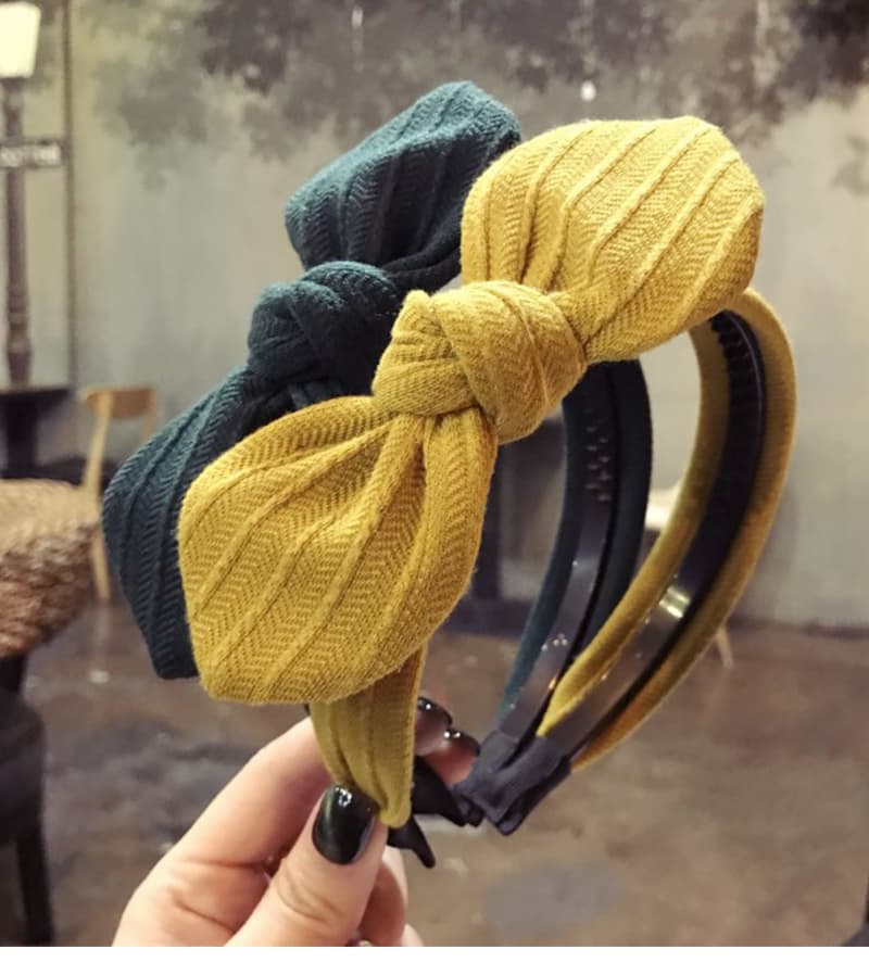ヘアアクセサリー リボン結びニットカチューシャ