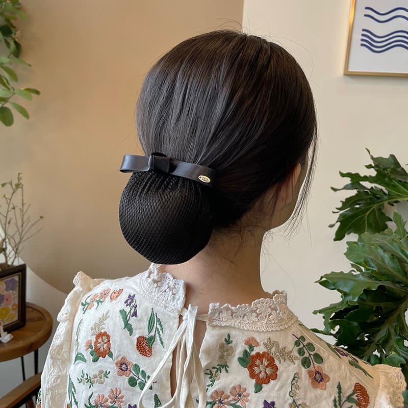 ヘアアクセサリー バレッタ リボンメッシュネットバレッタ