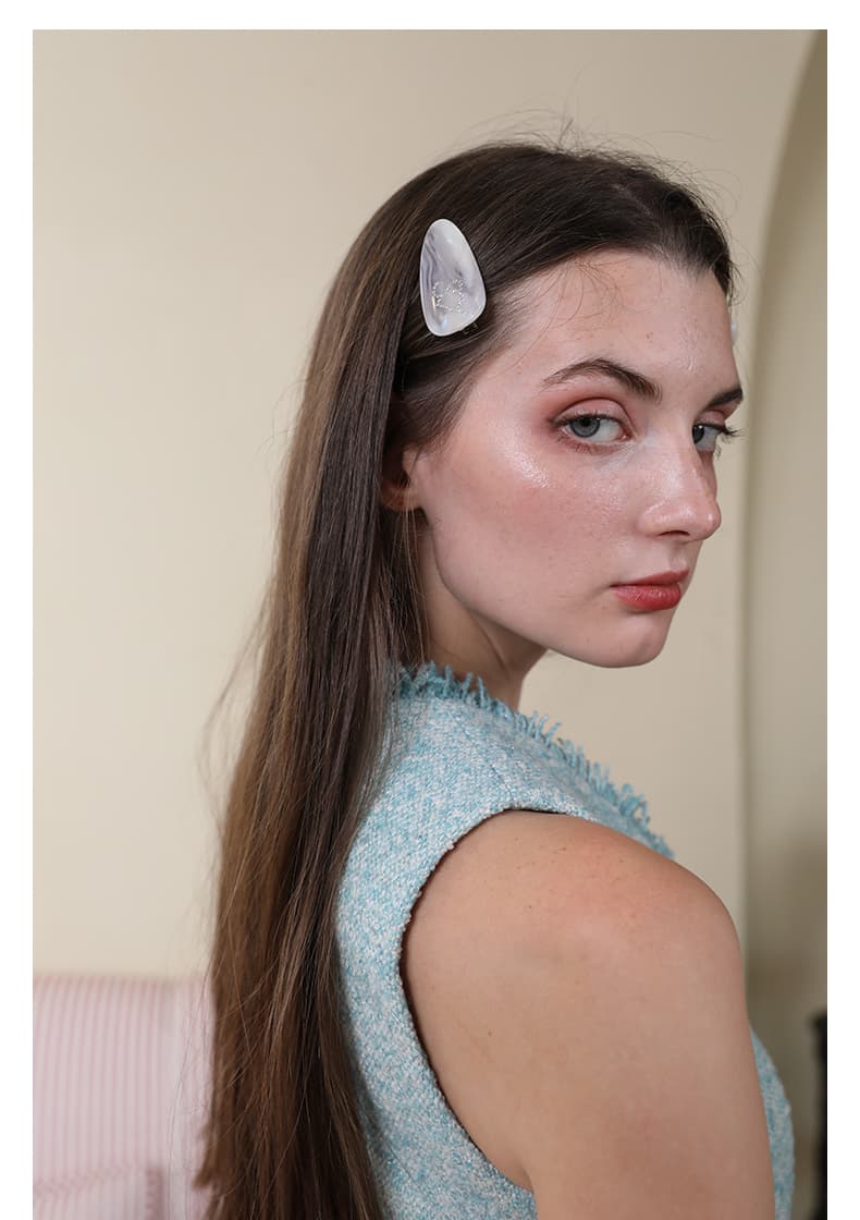 ヘアアクセサリー バレッタ 天然石風 透明感バレッタ
