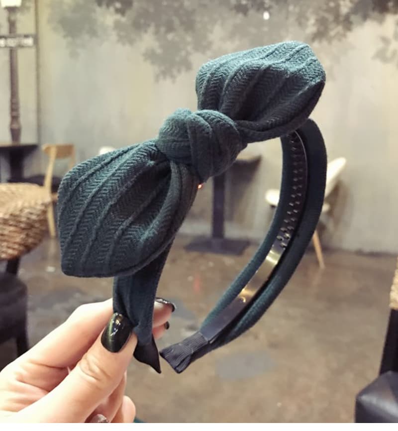 ヘアアクセサリー リボン結びニットカチューシャ