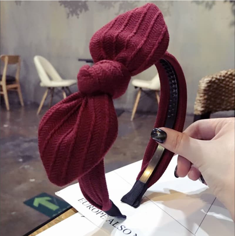 ヘアアクセサリー リボン結びニットカチューシャ