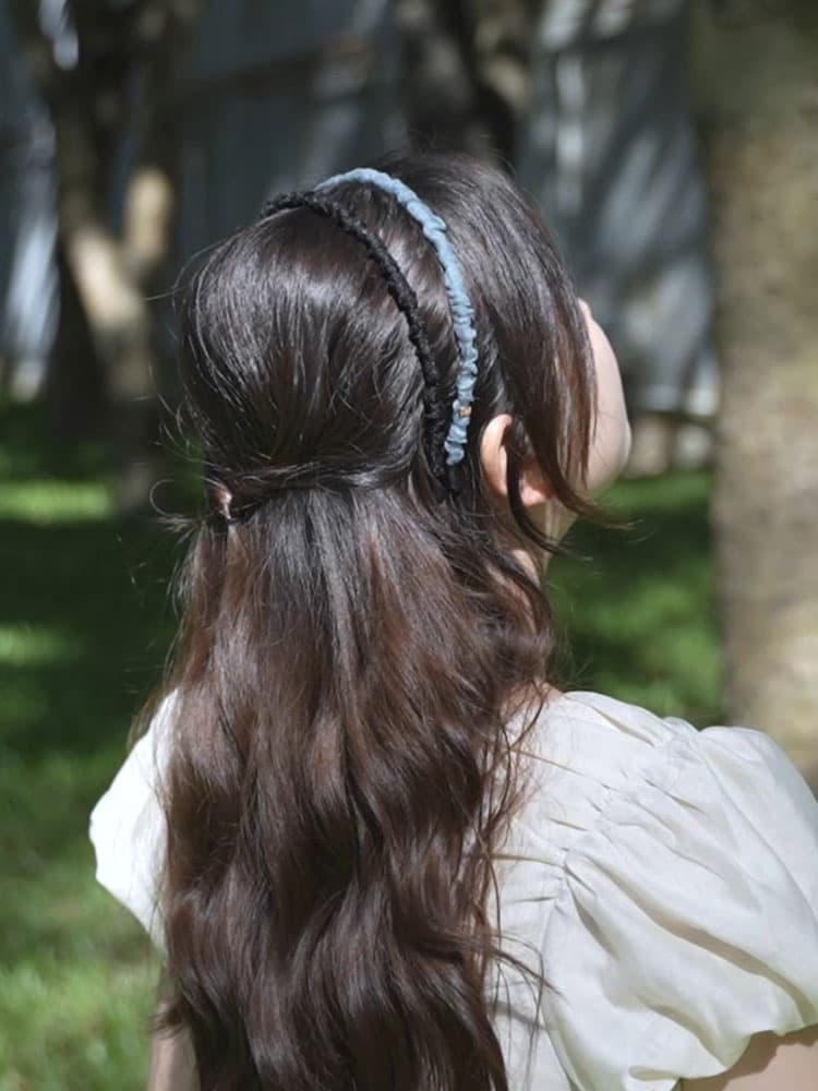 ヘアアクセサリー カチューシャ 細編みしわ加工カチューシャ