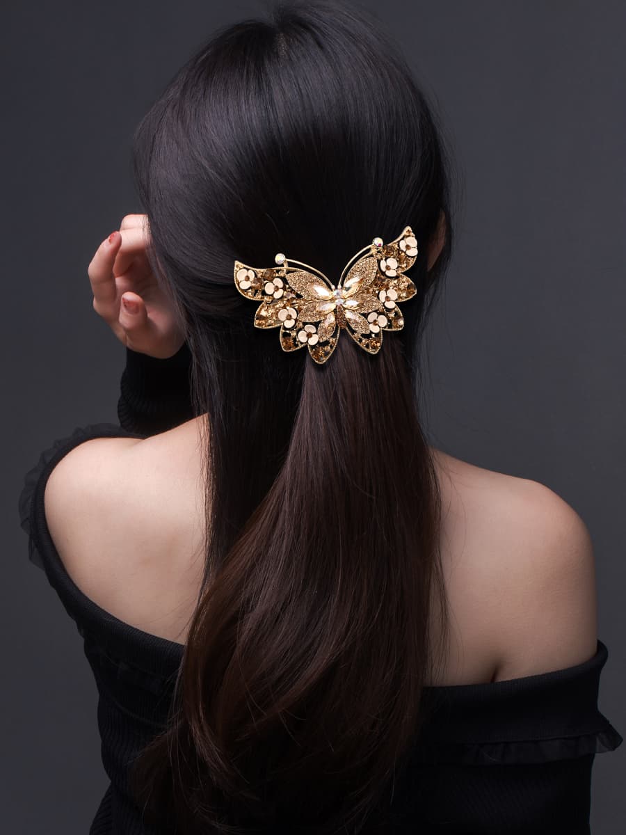 ヘアアクセサリー バレッタ 蝶々の輝き 華やかバレッタ