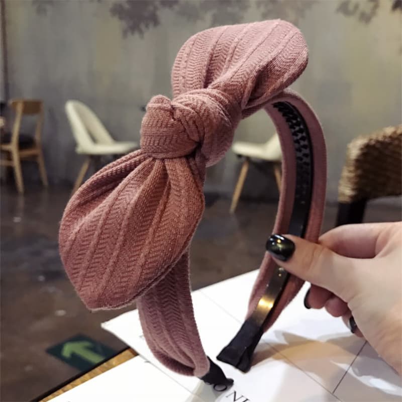 ヘアアクセサリー リボン結びニットカチューシャ