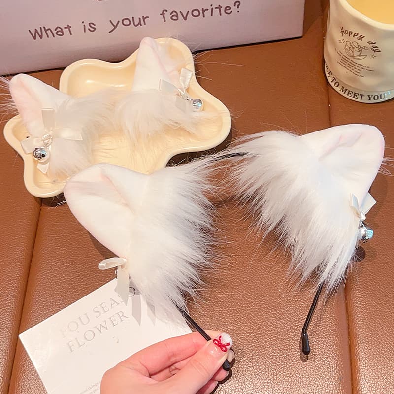 ヘアアクセサリー ふわもこ猫耳リボンカチューシャ
