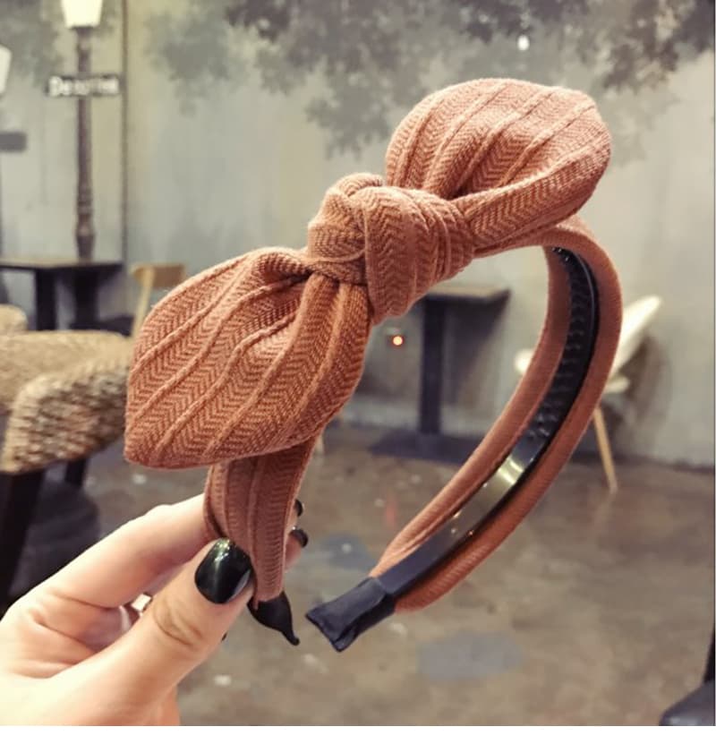 ヘアアクセサリー リボン結びニットカチューシャ