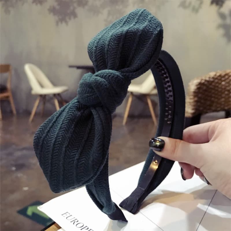 ヘアアクセサリー リボン結びニットカチューシャ